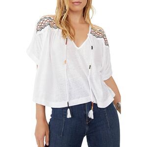 Free People Market Embroidered V Neck Top‎
